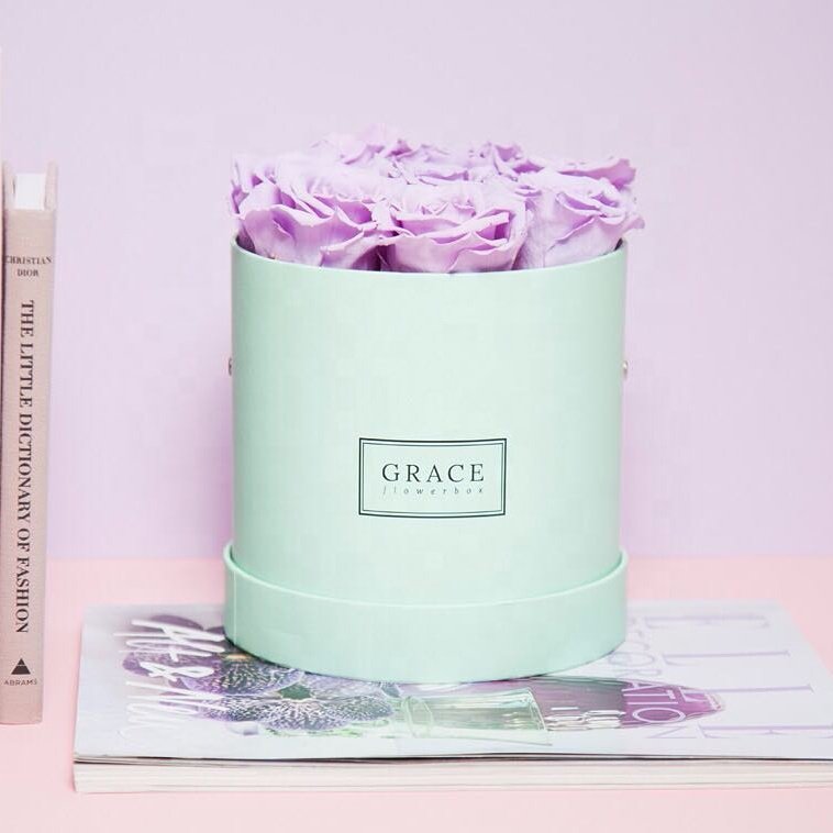 Custom round flowers gift paper hat boxes for bouquet roses packaging