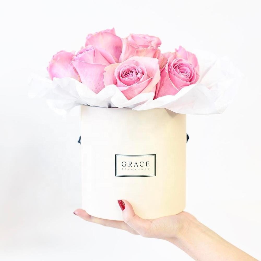 Custom round flowers gift paper hat boxes for bouquet roses packaging