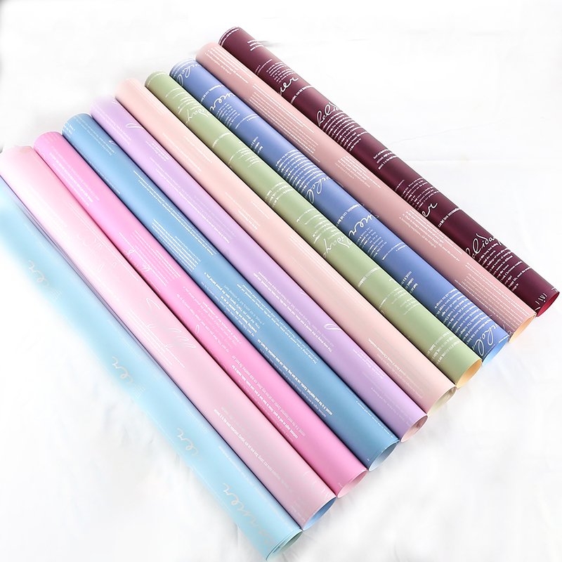 Wholesale Korean Double Sided Colorful Words Printing Recyclable Fresh Soap Flower Wrapping Paper