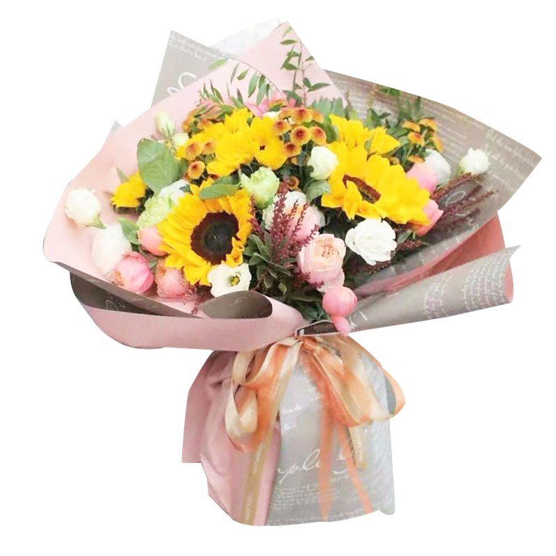 Wholesale Korean Double Sided Colorful Words Printing Recyclable Fresh Soap Flower Wrapping Paper