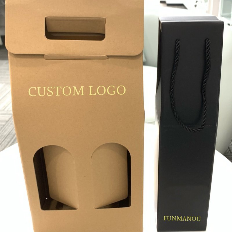 Custom Luxury Private Label Recyclable Wine Bottle Box Champagne Shipping Fold Gift Box Wine Kraft Paper Bags Wine Box Packaging
