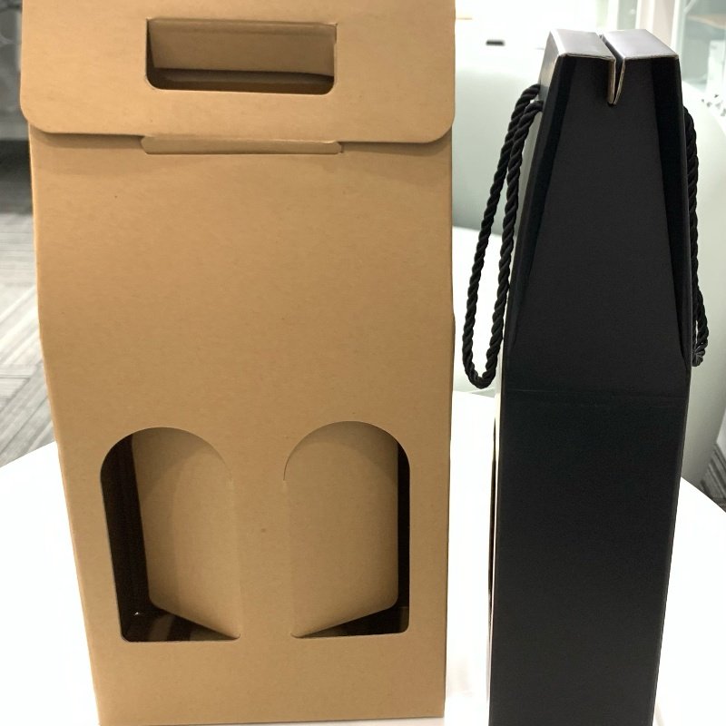 Custom Luxury Private Label Recyclable Wine Bottle Box Champagne Shipping Fold Gift Box Wine Kraft Paper Bags Wine Box Packaging