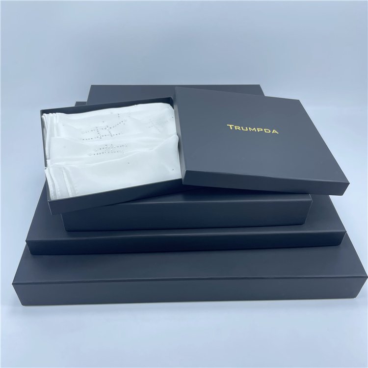 Experienced Verified Supplier Cardboard Packaging Logo Stamping Headscarf Small Packaging Hard Box With Lid Base Box Recyclable