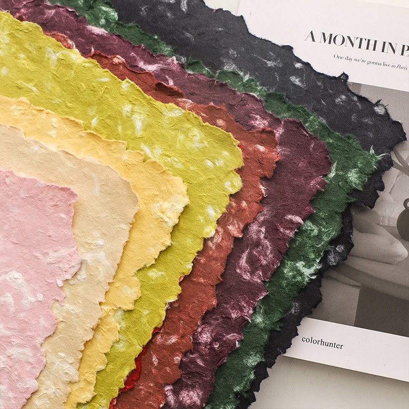 Fall In Color High Grade Vintage Hand Torn Packaging Paper Retro Handmade Texture Design DIY Art Flower Wrapping Paper
