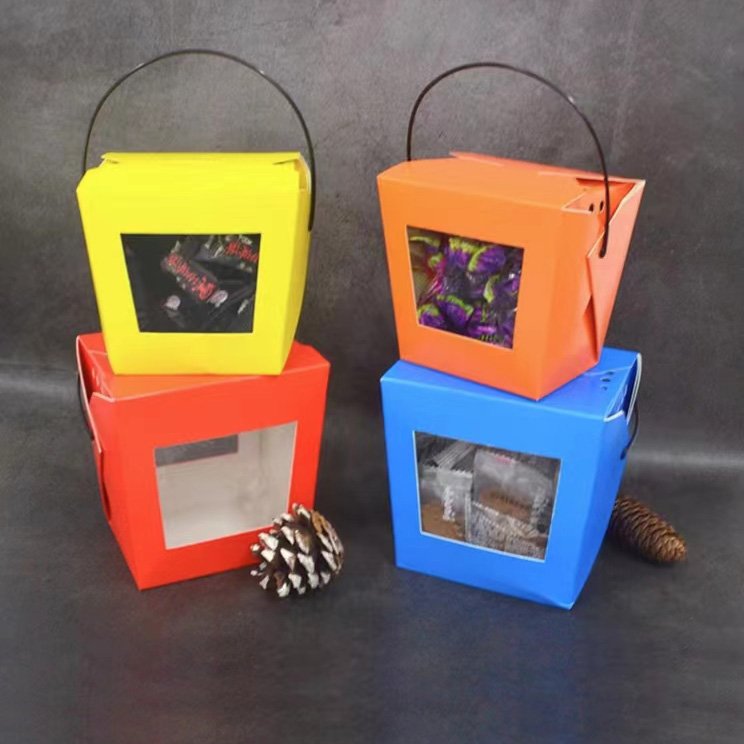 Waterproof oil-proof multi color printed paper packing lunch box container for fruit/noddle/salad etc