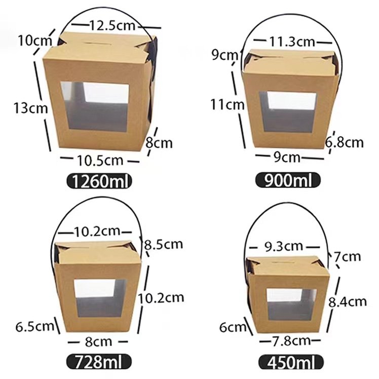Waterproof oil-proof multi color printed paper packing lunch box container for fruit/noddle/salad etc