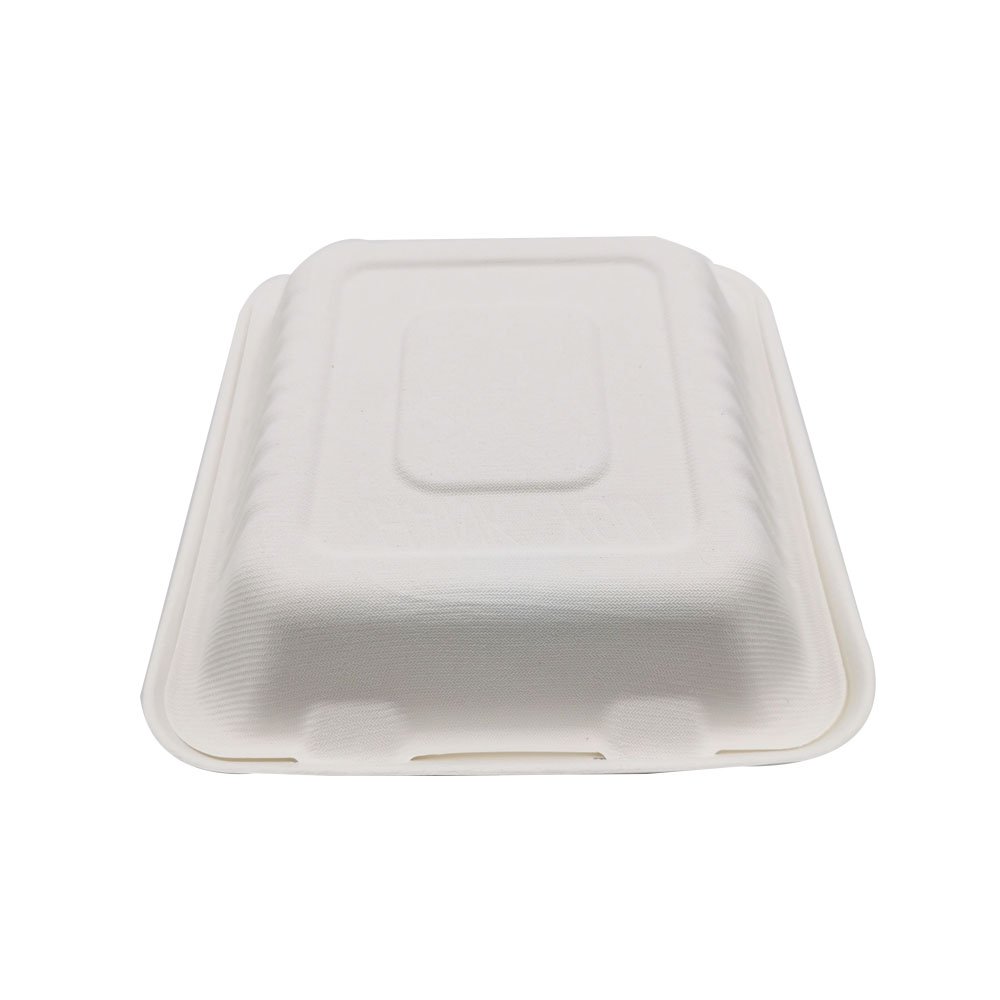100% Biodegradable Compostable Clamshell Hinged Food Container Lunch Box