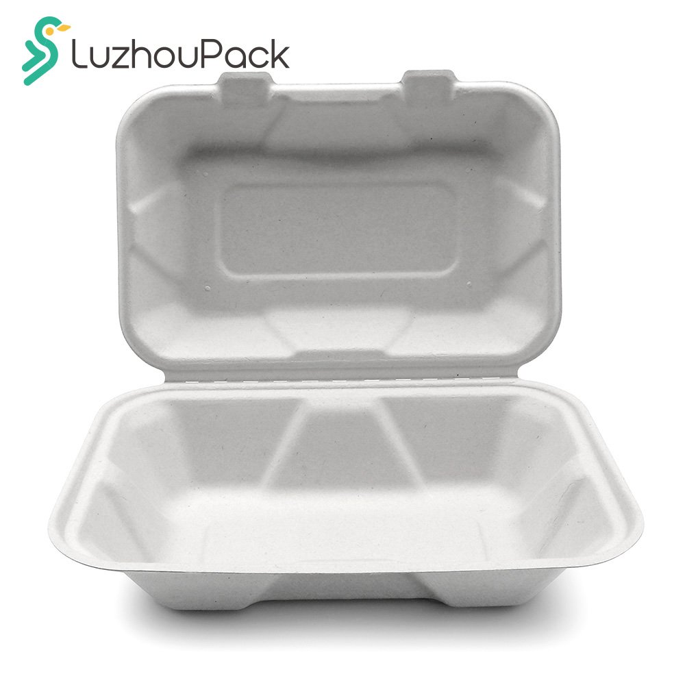 Luzhoupack Customized Disposable Biodegradable packaging Sugarcane Bagasse Pulp Eco Friendly Package Box packaging For Food