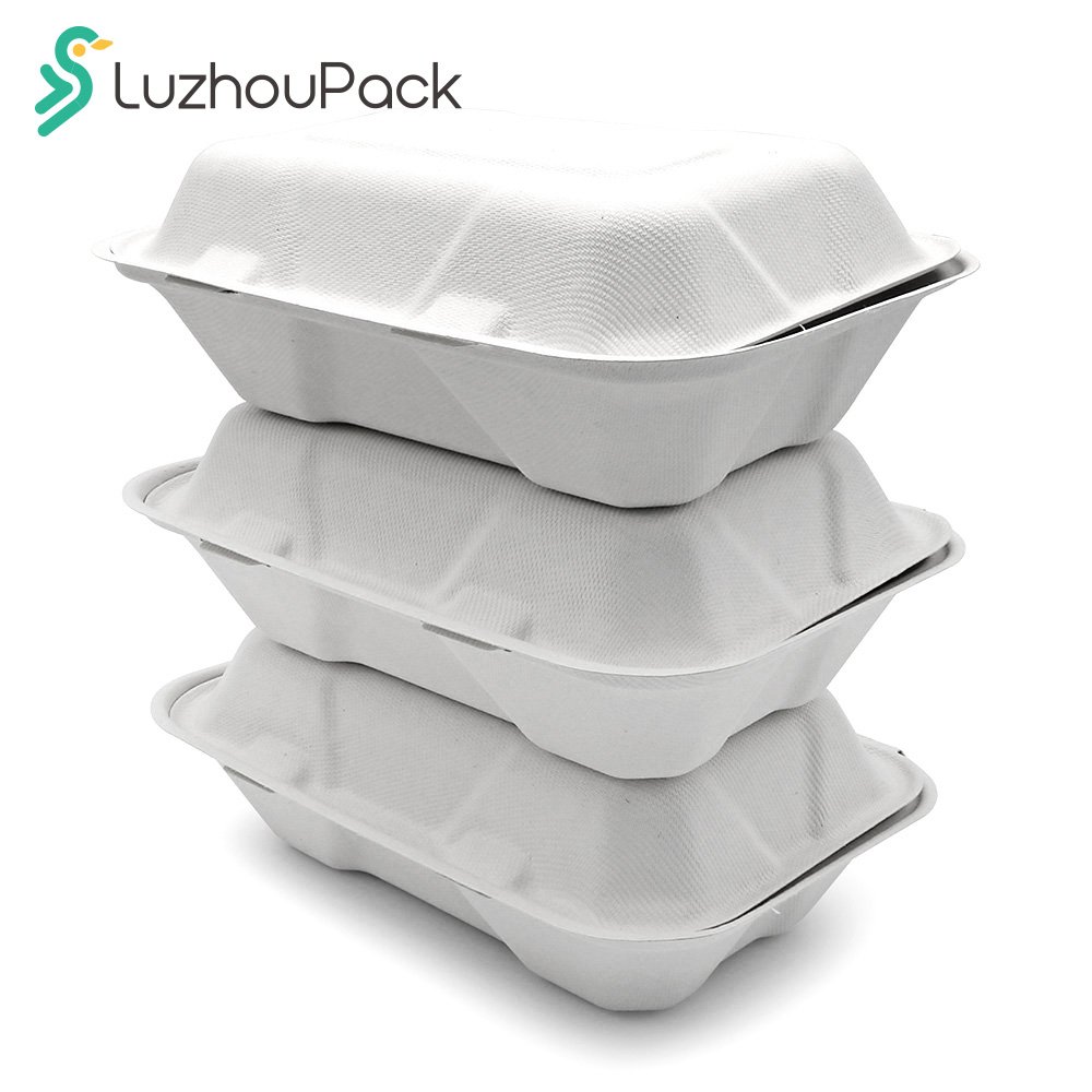 Luzhoupack Customized Disposable Biodegradable packaging Sugarcane Bagasse Pulp Eco Friendly Package Box packaging For Food