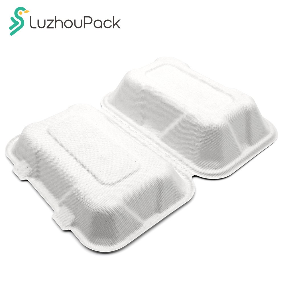 Luzhoupack Customized Disposable Biodegradable packaging Sugarcane Bagasse Pulp Eco Friendly Package Box packaging For Food