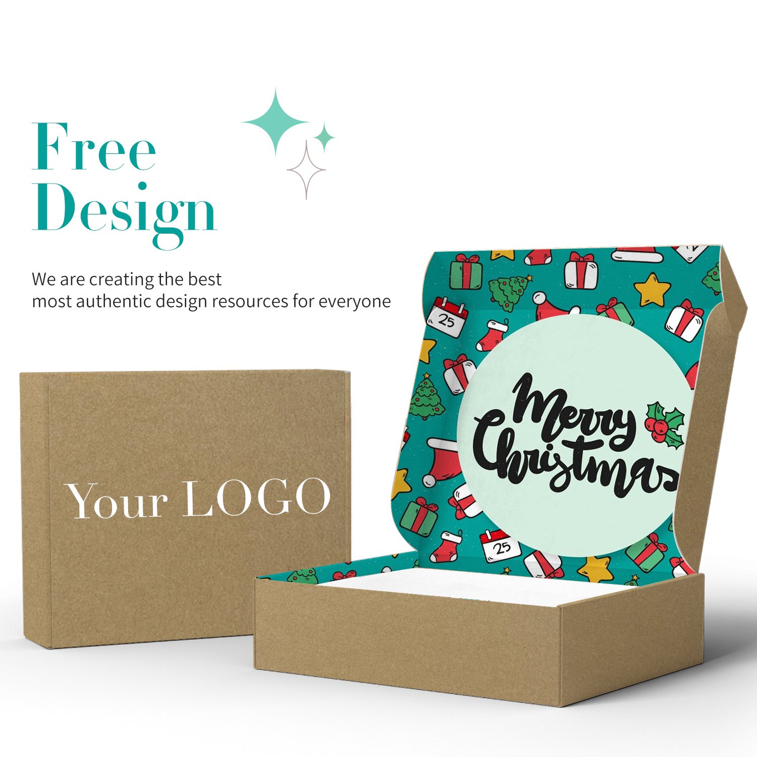 Eco Friendly Brown Kraft Paper Box Christmas Gift Corrugated Candy Packaging Paper Box