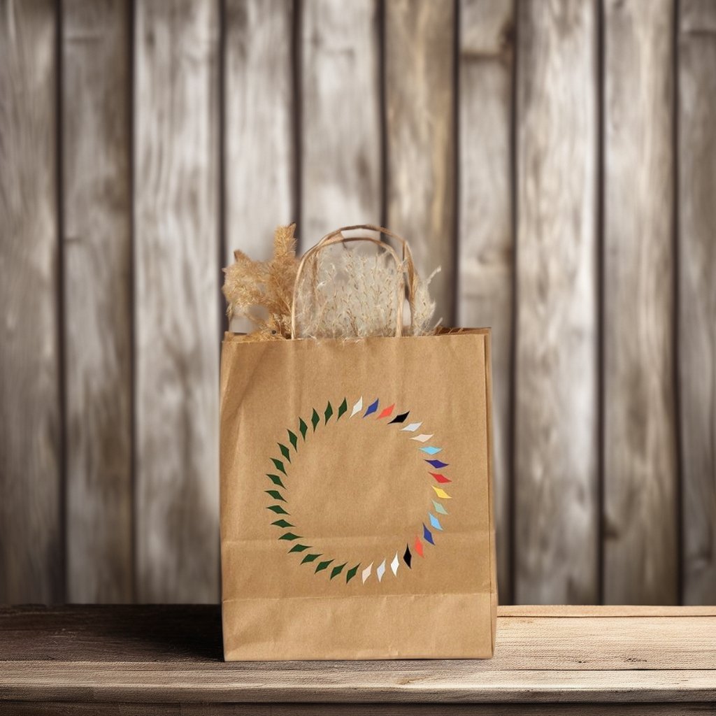 AT PACK Coffee Shop Supplies Restaurant Shopping Paper Bags Recyclable Colorful Kraft Paper Bags With Your Own Logo