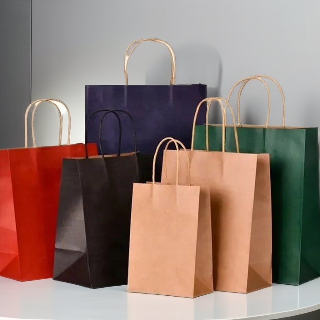 AT PACK Coffee Shop Supplies Restaurant Shopping Paper Bags Recyclable Colorful Kraft Paper Bags With Your Own Logo