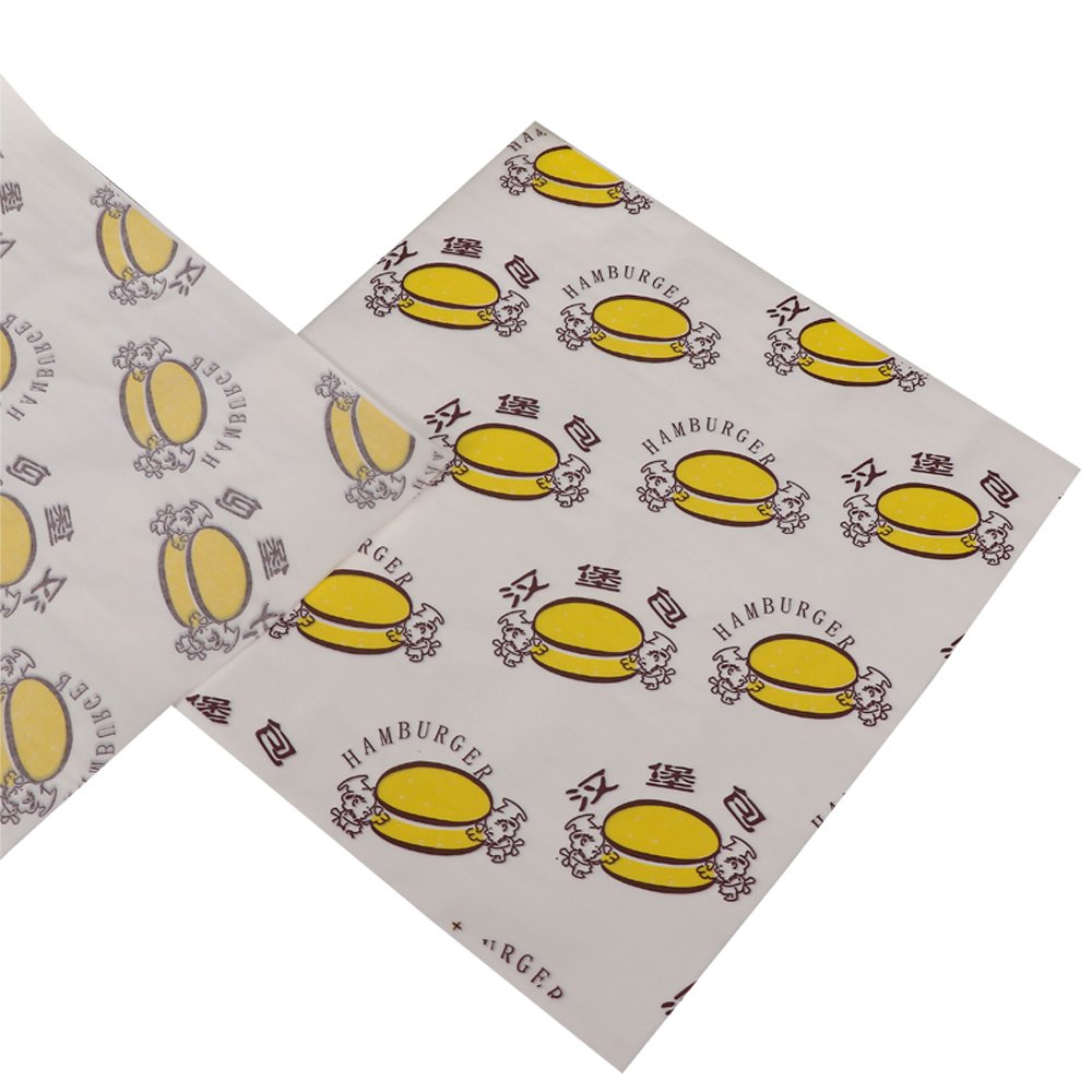 Wholesale Customized Printed Logo and Size Food Safe Grade burger paper Greaseproof Deli Meat Wrapping Wax Coated Paper