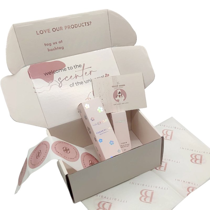 Custom Package Cosmetic Bottle Eyelash Bath Bomb Packaging Corrugated Paper Shipping Boxes For Packiging With Self Adhesive
