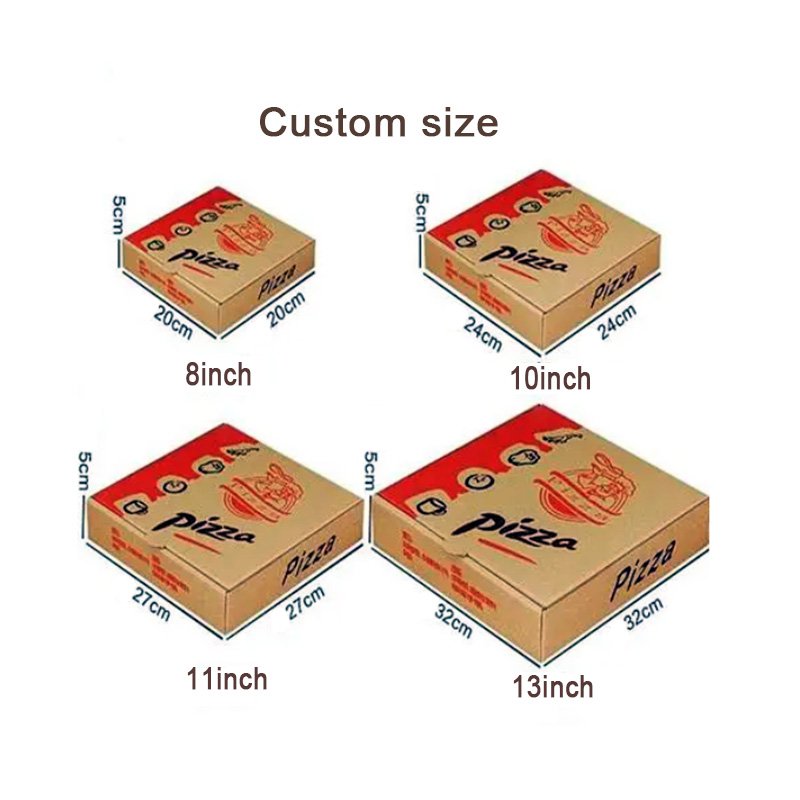 9 10 11 12 13 14 15 16 17 18Inch Food Grade White Brown Corrugated Fries Burger Packing Custom Logo Print Kraft Paper Pizza Box