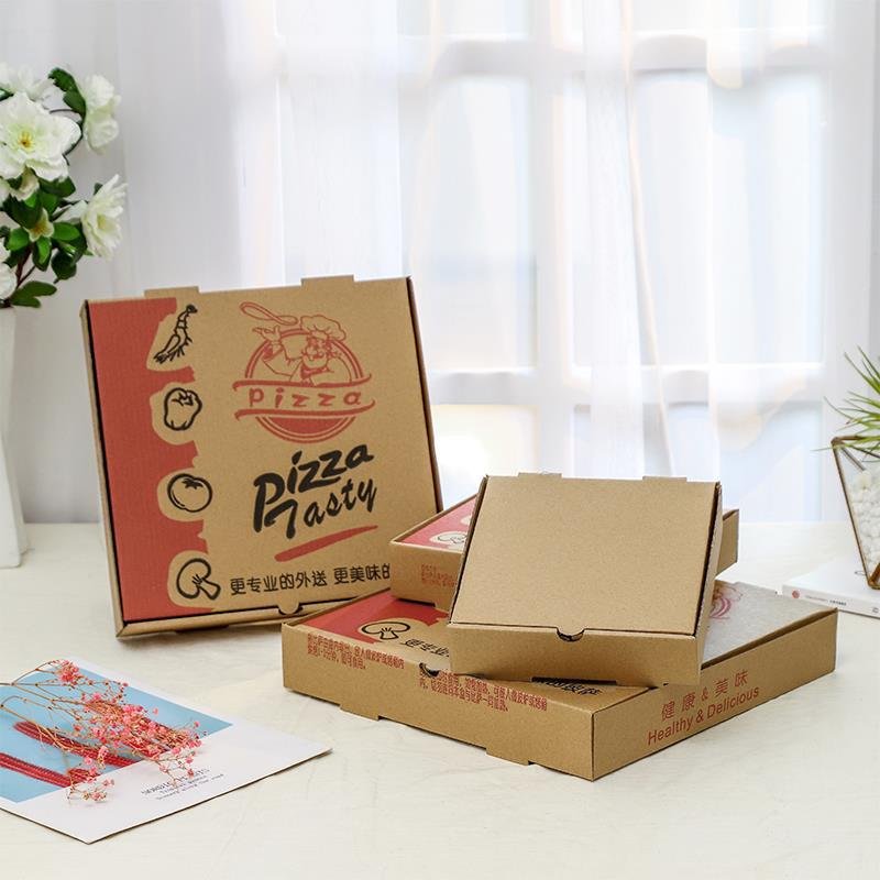 9 10 11 12 13 14 15 16 17 18Inch Food Grade White Brown Corrugated Fries Burger Packing Custom Logo Print Kraft Paper Pizza Box
