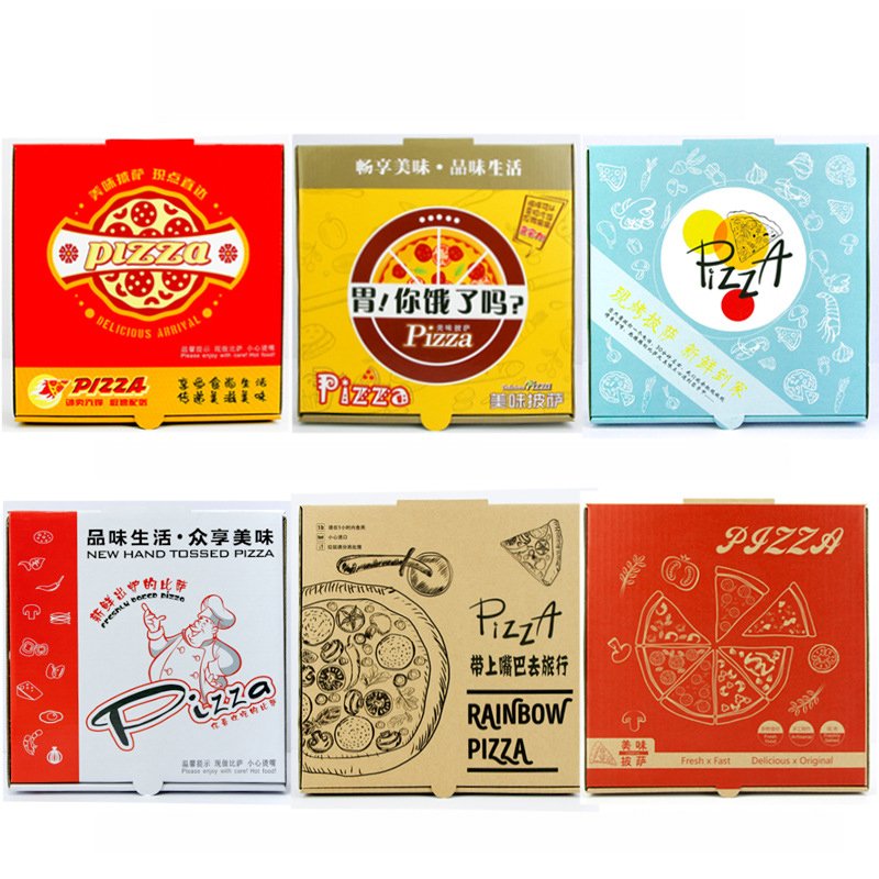 9 10 11 12 13 14 15 16 17 18Inch Food Grade White Brown Corrugated Fries Burger Packing Custom Logo Print Kraft Paper Pizza Box