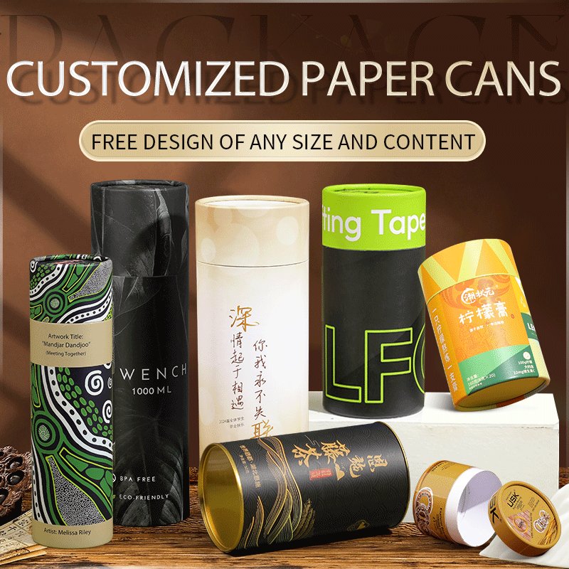 Custom Luxury Composite Paper-Can Box Paper Packaging with Foil Stamping Rigid Paper Candle Jar Packaging Tube Box