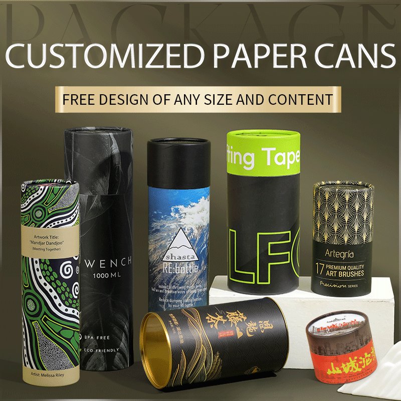 Custom Luxury Composite Paper-Can Box Paper Packaging with Foil Stamping Rigid Paper Candle Jar Packaging Tube Box
