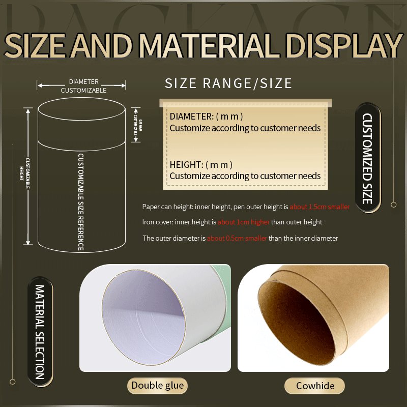 Custom Luxury Composite Paper-Can Box Paper Packaging with Foil Stamping Rigid Paper Candle Jar Packaging Tube Box