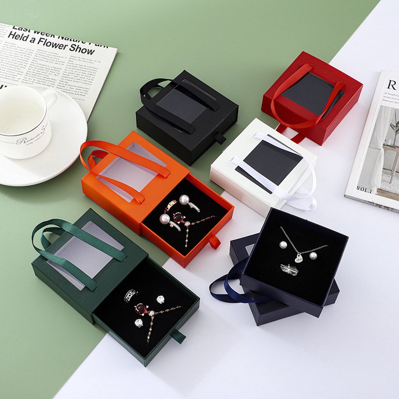 High-end custom jewelry luxury gift kraft paper box packaging, jewelry box with transparent PVC window