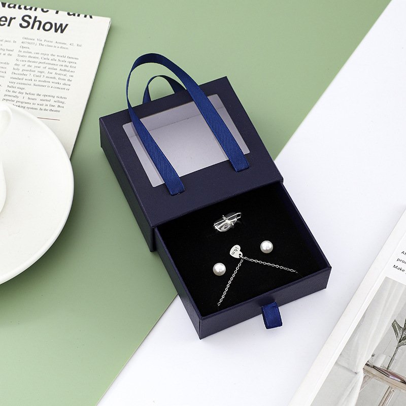 High-end custom jewelry luxury gift kraft paper box packaging, jewelry box with transparent PVC window