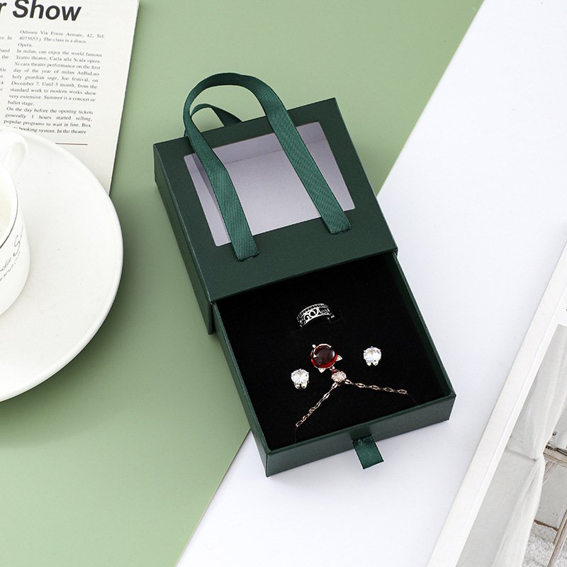 High-end custom jewelry luxury gift kraft paper box packaging, jewelry box with transparent PVC window