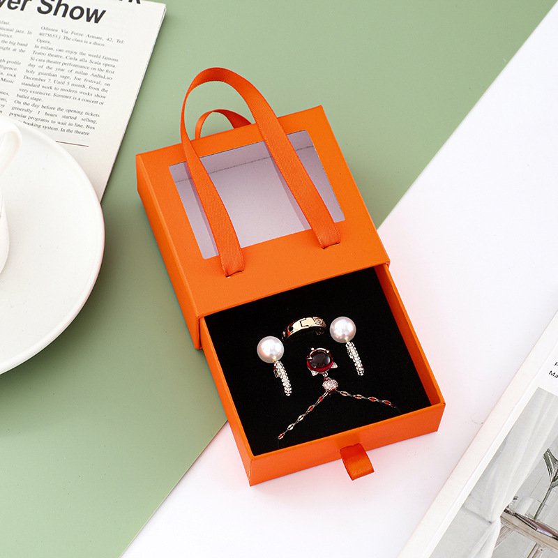 High-end custom jewelry luxury gift kraft paper box packaging, jewelry box with transparent PVC window