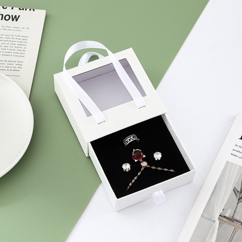 High-end custom jewelry luxury gift kraft paper box packaging, jewelry box with transparent PVC window