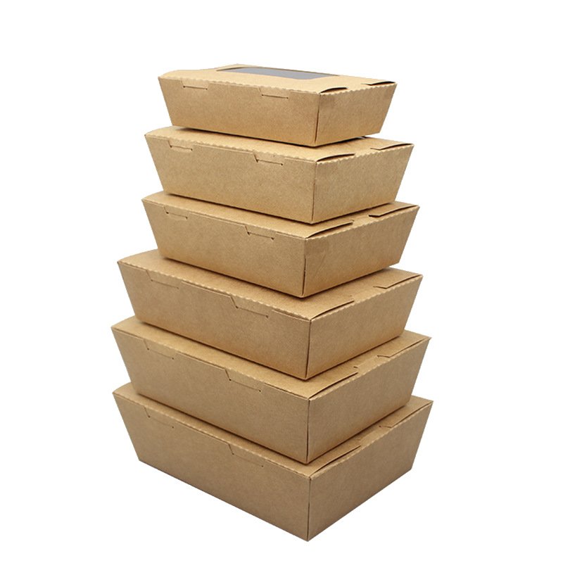 Custom LOGO Wholesale Paper Fruit Salad Western Food Takeout Package Disposable Single Window Kraft Paper Box