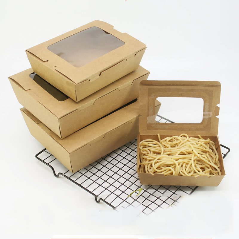 Custom LOGO Wholesale Paper Fruit Salad Western Food Takeout Package Disposable Single Window Kraft Paper Box