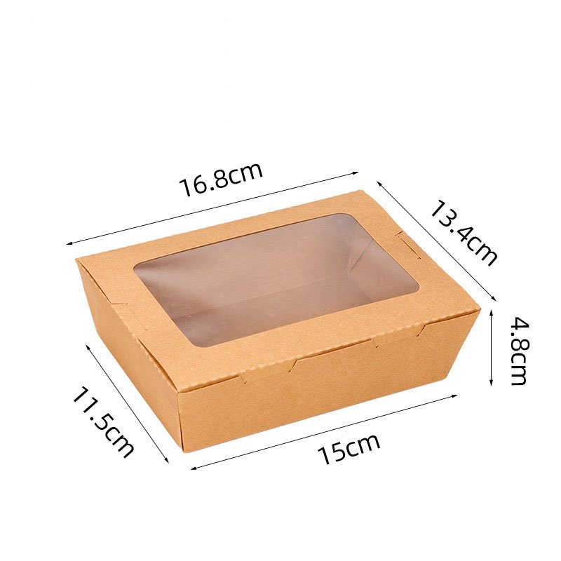 Custom LOGO Wholesale Paper Fruit Salad Western Food Takeout Package Disposable Single Window Kraft Paper Box