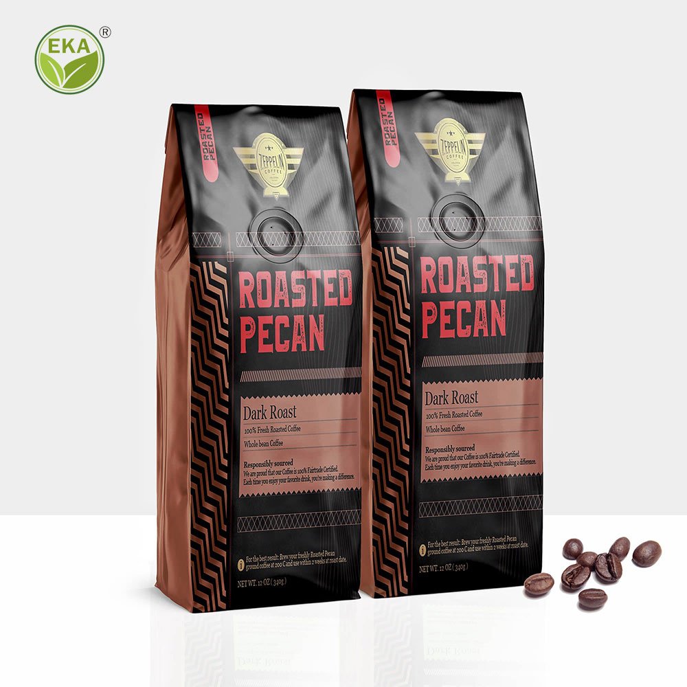 Minlee Eight Side Sealed Home Compost Custom Biodegrade Stand Up 340G Eco Friendly Aluminum Foil Kraft Paper Custom Coffee Bags