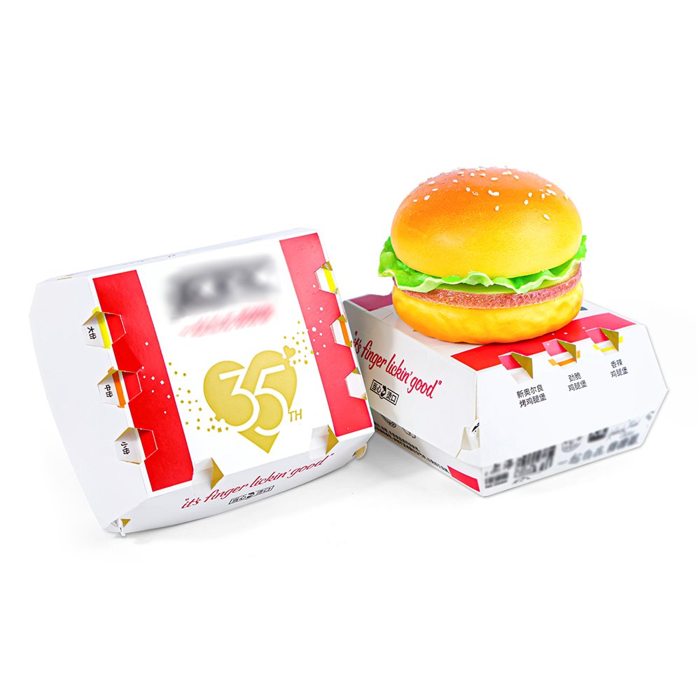 ZJPACK Recyclable Paper Hamburger Box Folders Custom digital Printing Logo One-Step Design Service Fast Food Packaging