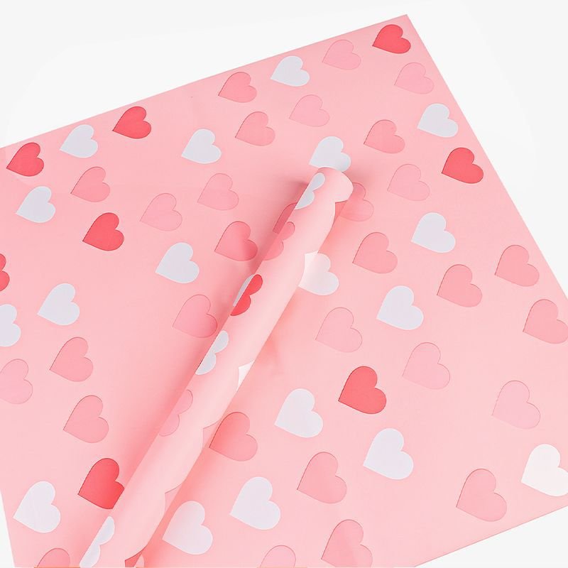 Fall In Color Korean Simple Design Floral Handmade DIY Flower Packaging Material Heart Print Packaging Paper For Valentine's Day