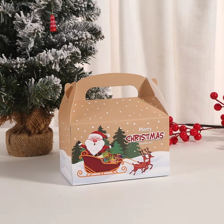 Wholesale Christmas Paper Packaging Boxes Apple Candy Chocolate Gift Box with Handles