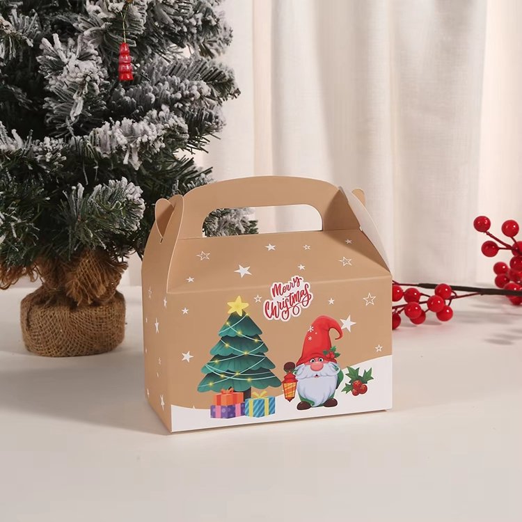 Wholesale Christmas Paper Packaging Boxes Apple Candy Chocolate Gift Box with Handles