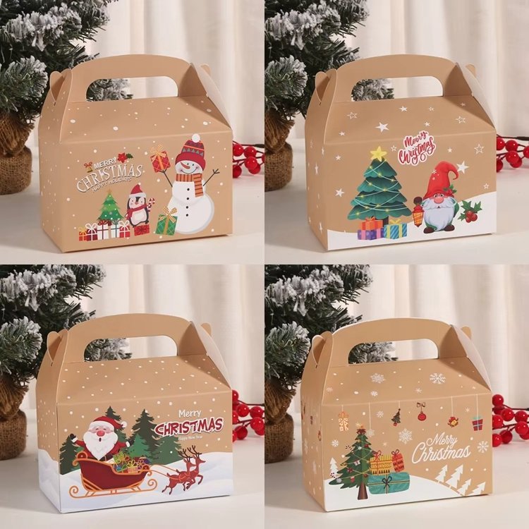 Wholesale Christmas Paper Packaging Boxes Apple Candy Chocolate Gift Box with Handles