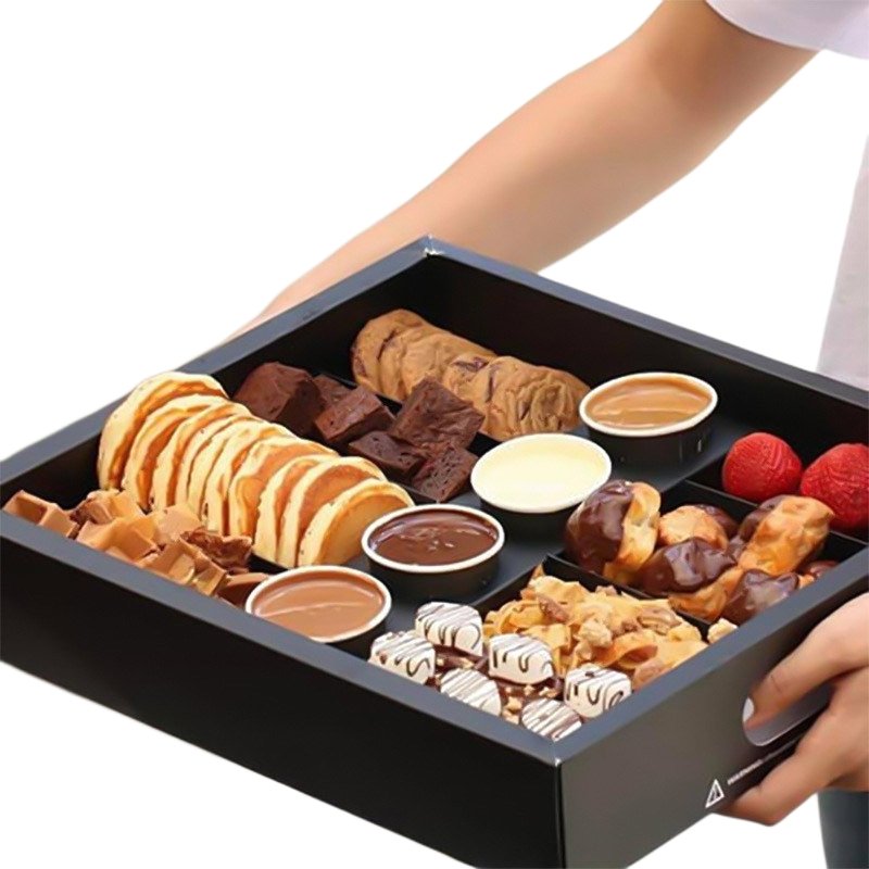 Picnic Camping Party Kraft Paper Dessert Box Platter Food Brunch Grazing Box Catering Packaging Platter Box With Dividers Lid