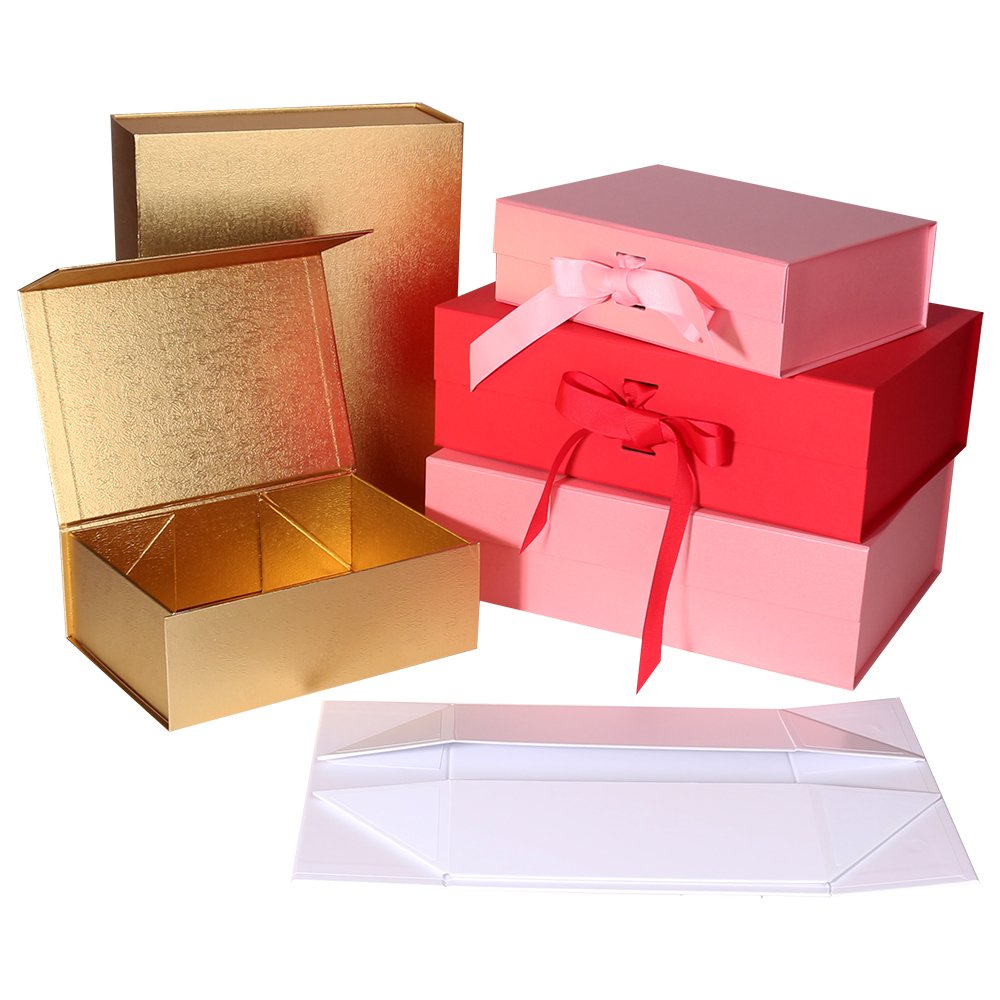 Wholesale Custom Logo Small Business Clothing Foldable Kind Gift Box Folding Magnet Paper Packaging Boxes With Ribbon