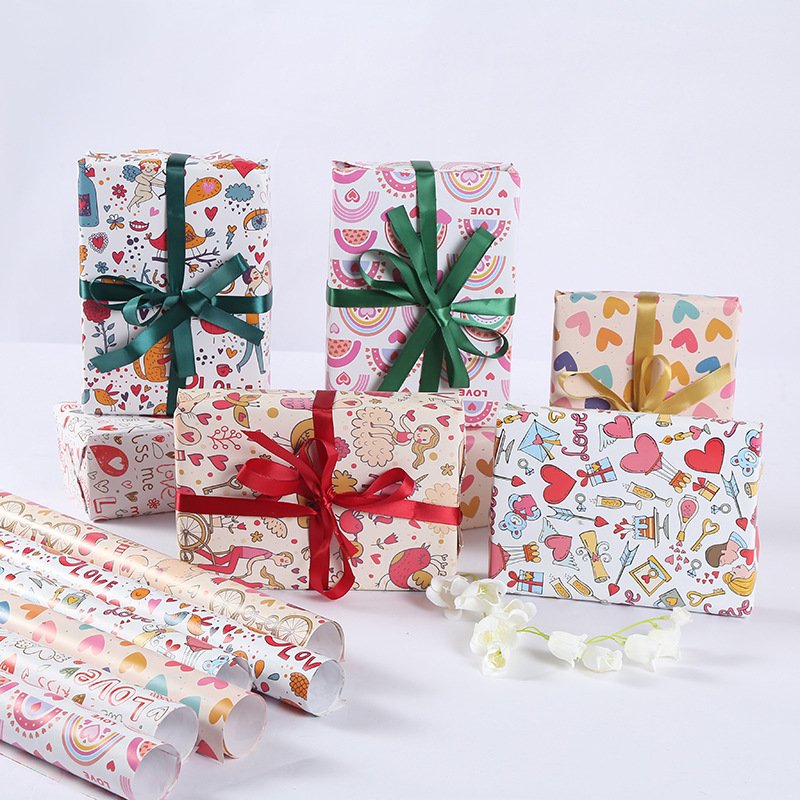 Wholesale Gift Pack New Love Romantic Holiday Printing Creative Design Gift Wrapping Paper for Girls