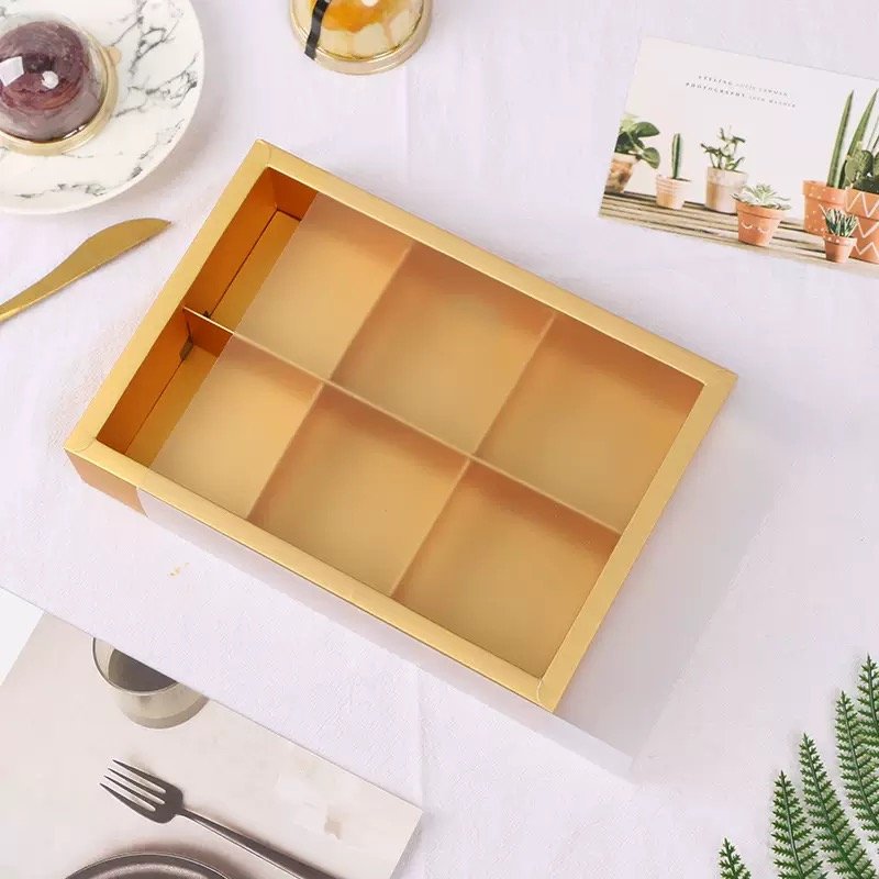 New Dessert Drawer box with 6 dividers Cupcake Packaging Pastry Boxes Wholesale Sweets Gift Moon Cookies Bakery Cake Box