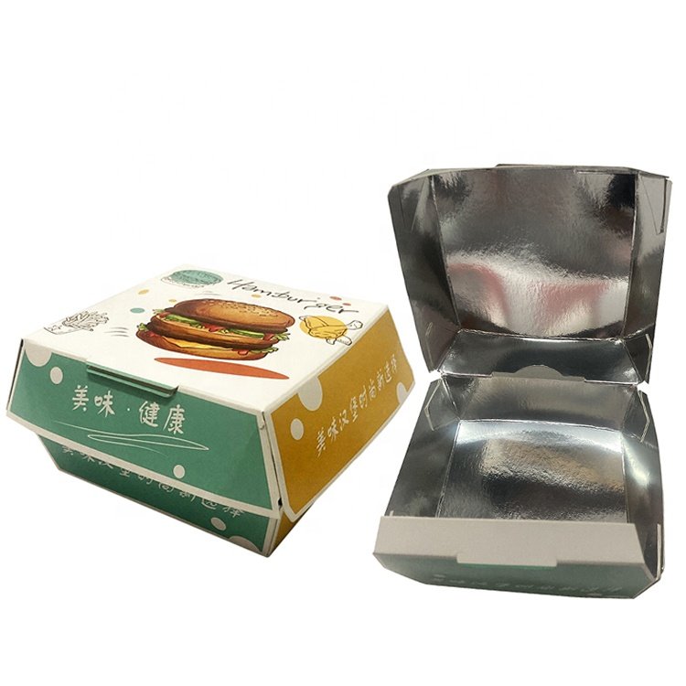 Wholesale custom aluminum foil burger box packaging Factory hot sale high quality food grade takeaway aluminum hamburger box