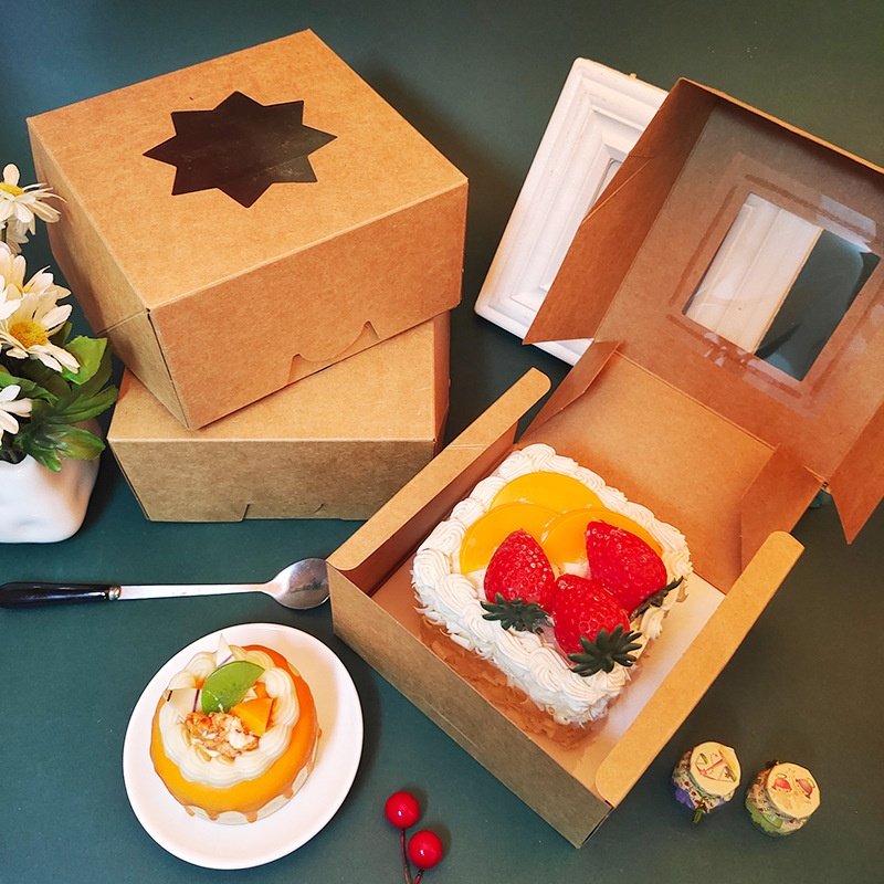 oem customized printed cookie party favor mini box eco-friendly dessert package paper boxes with window lid