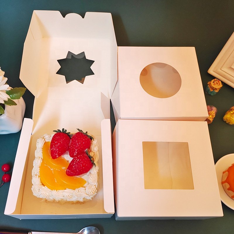 oem customized printed cookie party favor mini box eco-friendly dessert package paper boxes with window lid