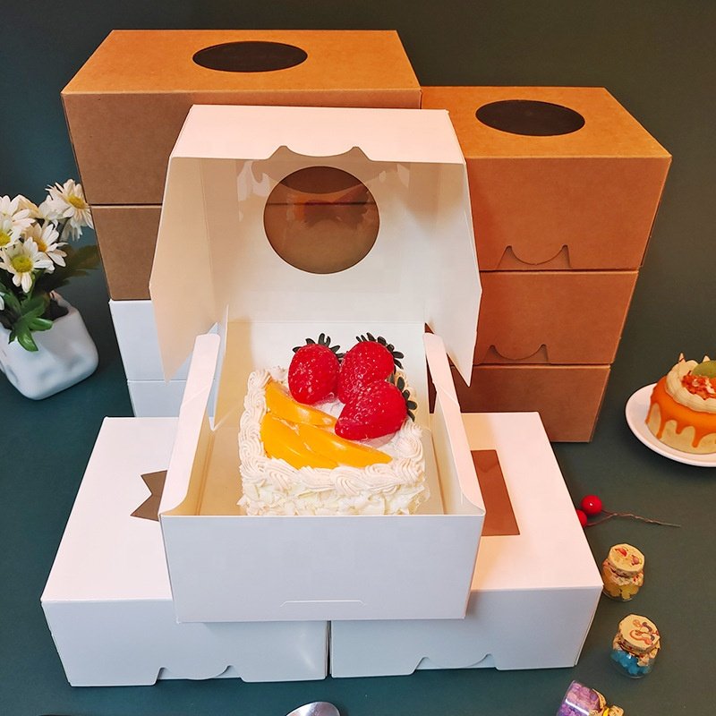 oem customized printed cookie party favor mini box eco-friendly dessert package paper boxes with window lid