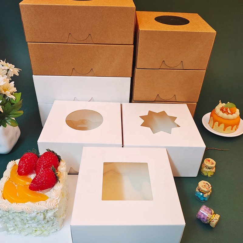 oem customized printed cookie party favor mini box eco-friendly dessert package paper boxes with window lid