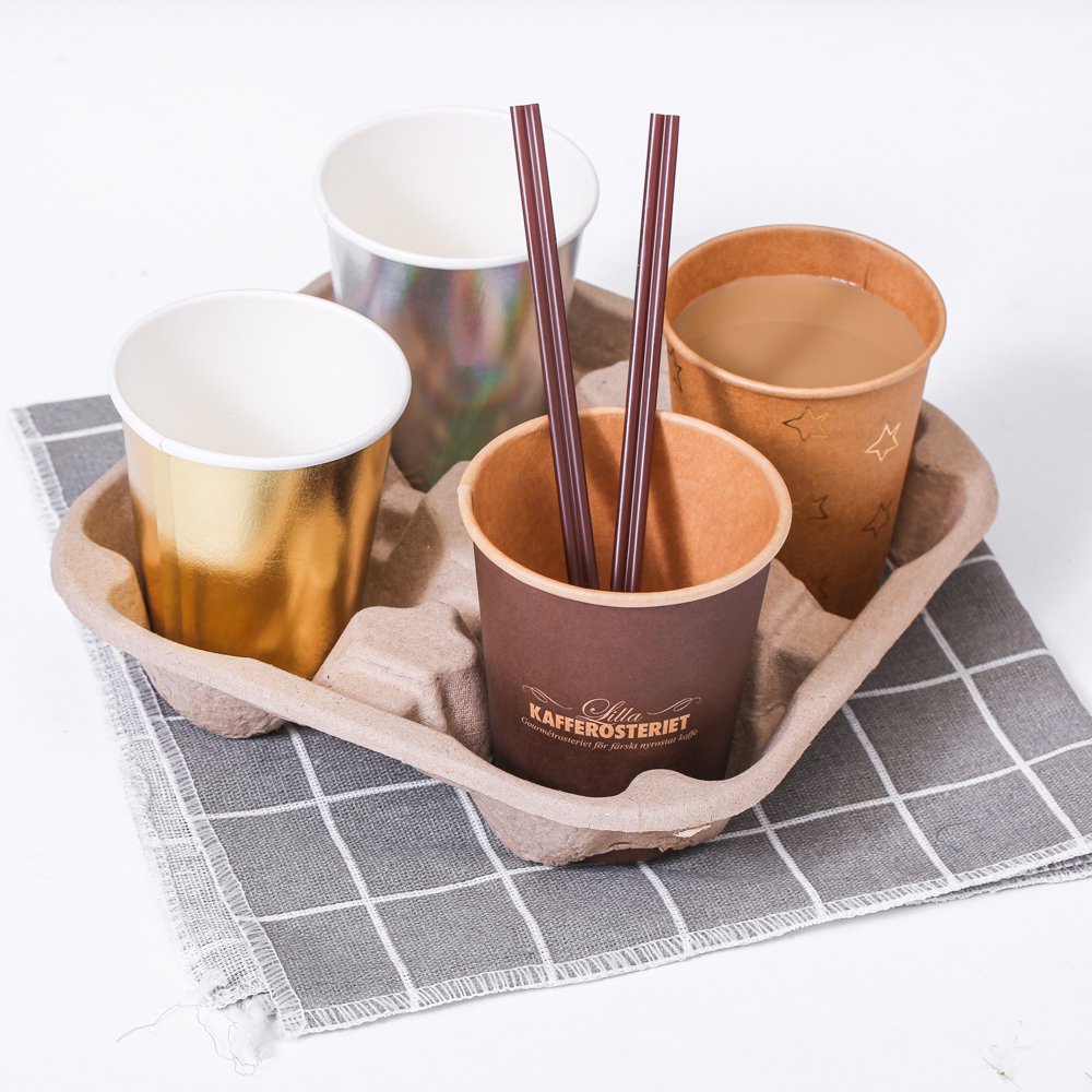 Wholesales Disposable Cup Carry Trays Takeaway Carrier Cup Holders Cardboard Tea Coffee Holders