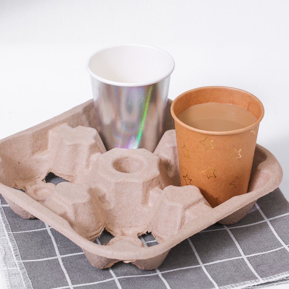 Wholesales Disposable Cup Carry Trays Takeaway Carrier Cup Holders Cardboard Tea Coffee Holders